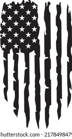 Distressed American Flag Black and White