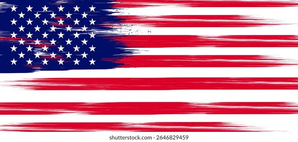 Bandera americana angustiada con efecto de trazo de pincel