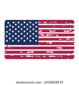 Distressed American Flag clipart design with white background