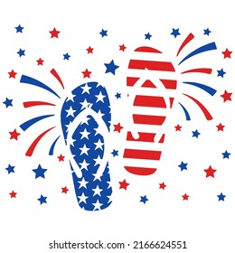 Distressed American Flag Flip Flops Vector, 4th of July Gift Design, Flip Flops Fireworks USA Cut Files, USA Summer Vector, Patriotic Cut Files, Memorial Day Gift Idea