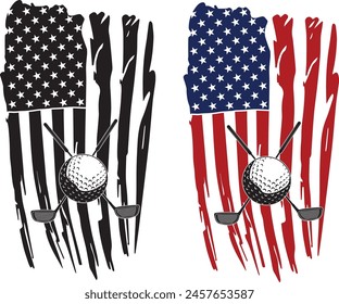 Distressed american flag, golf american flag, US flag, golf ball, golf team vector files