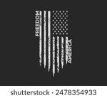 Distressed American Flag Grunge. White United States Flag Great For T-Shirt Vector Design