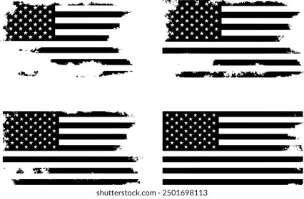 Distressed American Flag Grunge. White United States Flag Great For T-Shirt Vector Design