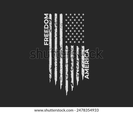 Distressed American Flag Grunge. White United States Flag Great For T-Shirt Vector Design