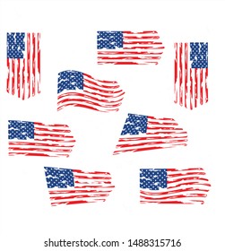 Distressed american flag, transparent background