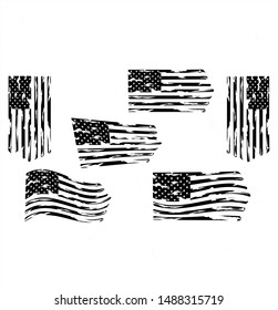 Distressed american flag, transparent background