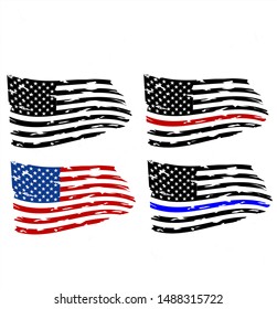 Distressed American Flag, Transparent Background