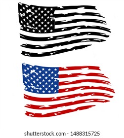 Distressed american flag, transparent background