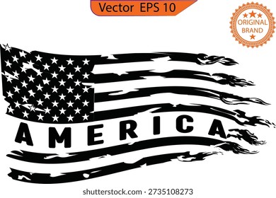 Amerikanische Flagge im Unbehagen, transparenter Hintergrund. Grunge USA-Flagge. Illustration für Feiertag 4 Juli amerikanischen Präsidenten Tag. Sterne und Streifen. 