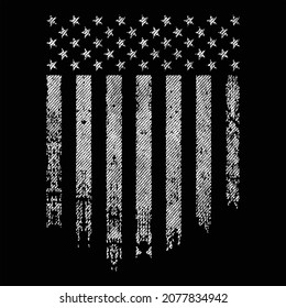 Distressed American Flag T-shirt Vector Design, USA Flag Tee, Black-White American flag, United States, Patriotic Shirt.