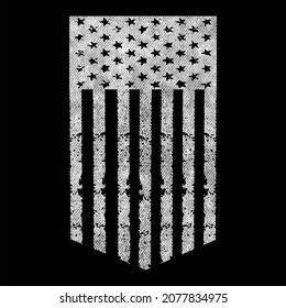 Distressed American Flag T-shirt Vector Design, USA Flag Tee, Black-White American flag, United States, Patriotic Shirt.