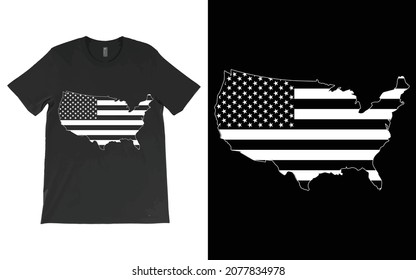 Distressed American Flag T-shirt Vector Design, USA Flag Tee, Black-White American flag, United States, Patriotic Shirt.