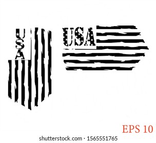 Distressed American  flag, US army flag, military flag. Transparent background