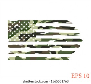 Distressed American  flag, US army flag, military flag. Transparent background