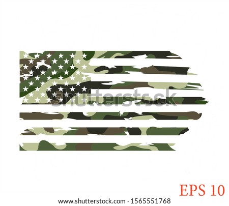 Distressed American  flag, US army flag, military flag. Transparent background