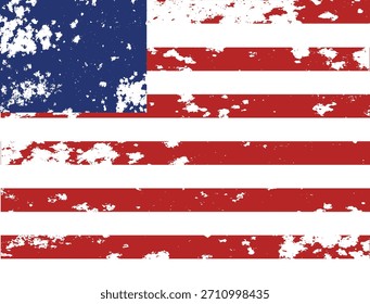 Distressed american flag vector illustration with grunge texture for patriotic designs