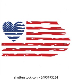 Distressed american Heart flag  clip art