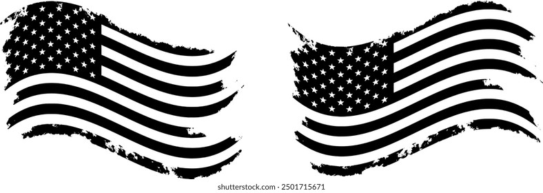 Angustiada bandera americana ondeando grunge. Bandera blanca de los Estados Unidos grande para el diseño del Vector de la camiseta