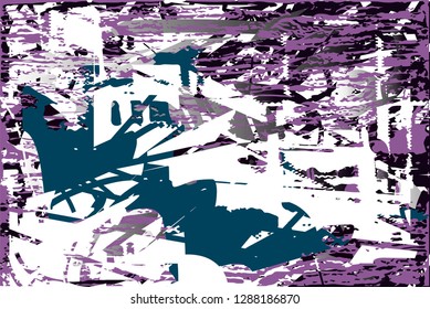 Distressed background in black, gray, violet, green and white texture with  dark spots, nets,scratches and lines. Abstract vector illustration