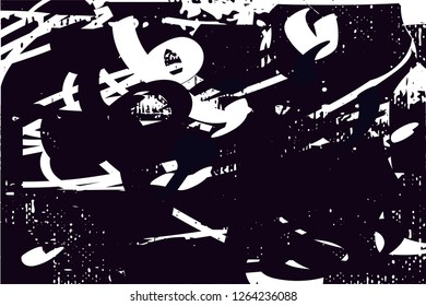 Distressed background in black and white from canvas texture with dots, spots, scratches and lines with wide pale areas. Abstract vector illustration