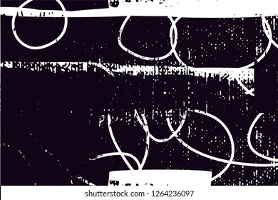 Distressed background in black and white from canvas texture with dots, spots, scratches and lines with wide pale areas. Abstract vector illustration