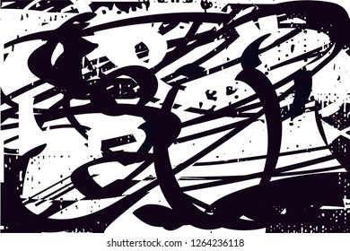 Distressed background in black and white from canvas texture with dots, spots, scratches and lines with wide pale areas. Abstract vector illustration