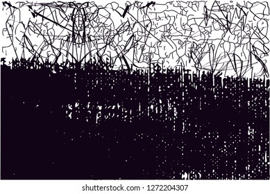 Distressed background in black and white from canvas texture with dots, spots, scratches and lines with wide pale areas. Abstract vector illustration