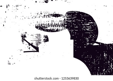Distressed background in black and white from linen texture with dots, spots, scratches and lines. Abstract vector illustration