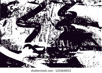 Distressed background in black and white from linen texture with dots, spots, scratches and lines with wide pale areas. Abstract vector illustration