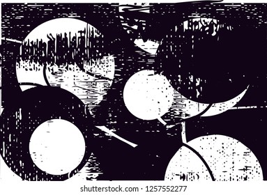 Distressed background in black and white from linen texture with dots, spots, scratches and lines. Abstract vector illustration