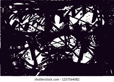 Distressed background in black and white from linen texture with dots, spots, scratches and lines. Abstract vector illustration
