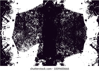distressed background in black and white texture with  dark spots, scratches and lines. Abstract vector illustration