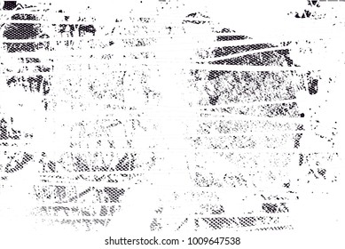 distressed background in black and white texture with  dark spots, scratches and lines. Abstract vector illustration