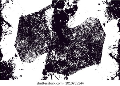 distressed background in black and white texture with  dark spots, scratches and lines. Abstract vector illustration
