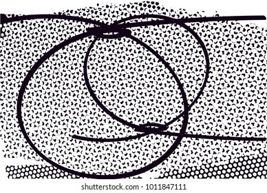 Distressed background in black and white texture with  dark spots, scratches, loop and lines. Abstract vector illustration