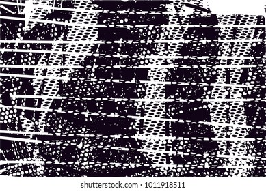 distressed background in black and white texture with  dark spots, scratches and lines. Abstract vector illustration