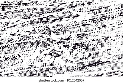 Distressed background in black and white texture with  dark spots, scratches and lines. Abstract vector illustration