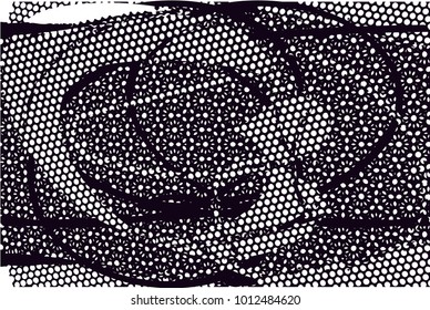 distressed background in black and white texture with  dark spots, scratches and lines. Abstract vector illustration