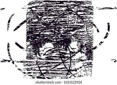 Distressed background in black and white texture with  dark spots, scratches and lines. Abstract vector illustration