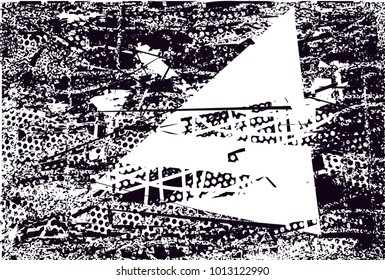 Distressed background in black and white texture with  dark spots, scratches and lines. Abstract vector illustration
