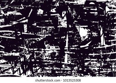Distressed background in black and white texture with  dark spots, scratches and lines. Abstract vector illustration
