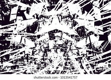 Distressed background in black and white texture with  dark spots, scratches and lines. Abstract vector illustration