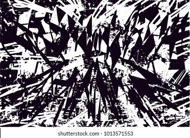 Distressed background in black and white texture with  dark spots, scratches and lines. Abstract vector illustration