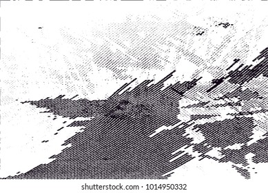Distressed background in black and white texture with  dark spots, scratches and lines. Abstract vector illustration