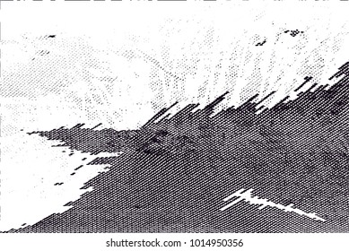 Distressed background in black and white texture with  dark spots, scratches and lines. Abstract vector illustration