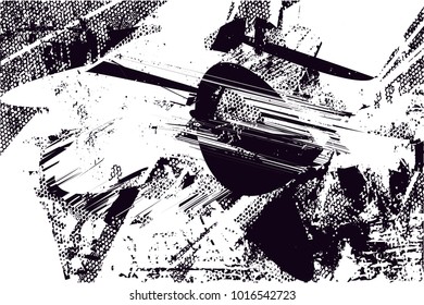 Distressed background in black and white texture with  dark spots, scratches and lines. Abstract vector illustration
