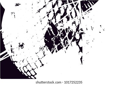 Distressed background in black and white texture with ball with net,  dark spots, scratches and lines. Abstract vector illustration