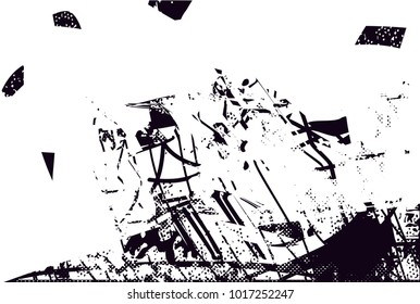 Distressed background in black and white texture with  dark spots, scratches and lines. Abstract vector illustration