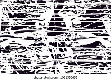 Distressed background in black and white texture with  dark spots, scratches and lines. Abstract vector illustration