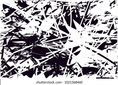 Distressed background in black and white texture with  dark spots, scratches and lines. Abstract vector illustration

